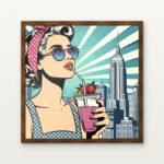 Retro Radiance Sip Beneath the Skyline Framed Wall Art in Warm Walnut Classic Frame - Premium art for home decor | DrawTools