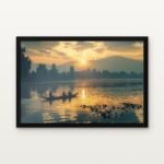 Buy Serenity on the Golden Waters Emotion Canvas Painting Online - Black Classic Glazed Frame | DrawTools