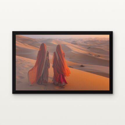 Buy Sisters of the Scarlet Sands Landscapes Canvas Painting Online - Black Classic Glazed Frame | DrawTools