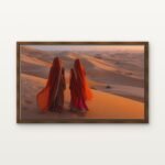 Luxury Sisters of the Scarlet Sands Canvas Print in Warm Walnut Floating Frame - Modern Interior Wall Art | DrawTools