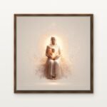 Skandamata (Mother of Kartikeya) in Brown Floating Frame on a Canvas Print - DrawTools