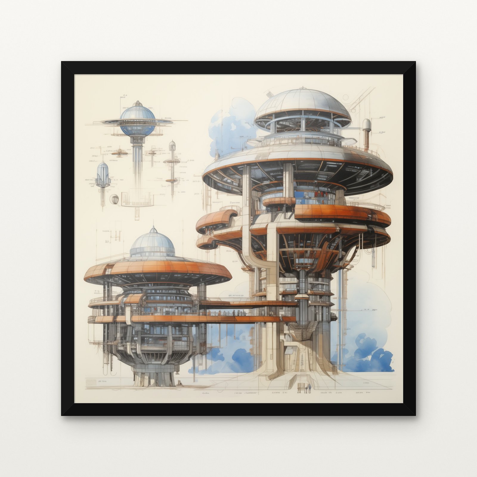 Sky Bastion of the Cloud Guild Star wars Canvas Painting - Black Classic Frame | DrawTools Buy Sky Bastion of the Cloud Guild Star wars Canvas Painting Online - Black Classic Glazed Frame | DrawTools