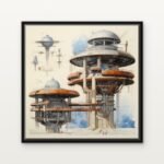 Handcrafted Sky Bastion of the Cloud Guild Floating Canvas Wall Painting - Ready to Hang Star wars Art | DrawTools