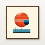 Luxury Solar Symphony Canvas Print in Warm Walnut Floating Frame - Modern Interior Wall Art | DrawTools