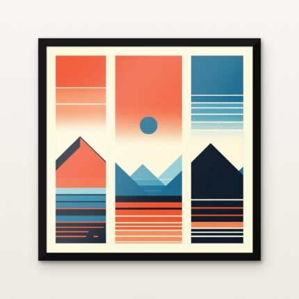 Buy Spectrum of Distant Peaks Minimal Canvas Painting Online - Black Classic Glazed Frame | DrawTools