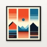 Handcrafted Spectrum of Distant Peaks Floating Canvas Wall Painting - Ready to Hang Minimal Art | DrawTools