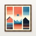 Spectrum of Distant Peaks Framed Wall Art in Warm Walnut Classic Frame - Premium art for home decor | DrawTools