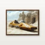 Luxury Speeder of the Dune Expanse Canvas Print in Warm Walnut Floating Frame - Modern Interior Wall Art | DrawTools