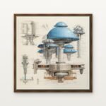 Luxury Spirehold of the Ether Clerics Canvas Print in Warm Walnut Floating Frame - Modern Interior Wall Art | DrawTools