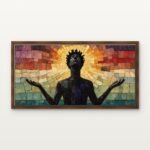 Luxury Spiritual Awakening Canvas Print in Warm Walnut Floating Frame - Modern Interior Wall Art | DrawTools