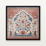 Buy Temple Garden of Divine Bloom Traditional Canvas Painting Online - Black Classic Glazed Frame | DrawTools