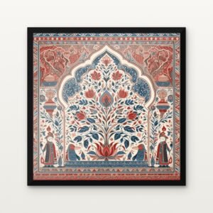 Temple Garden of Divine Bloom in Black Classic Frame with Matt paper & Protective Coating - DrawTools