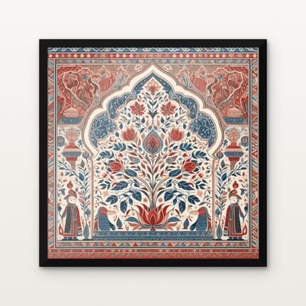 Buy Temple Garden of Divine Bloom Traditional Canvas Painting Online - Black Classic Glazed Frame | DrawTools