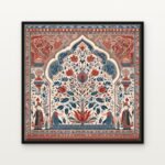 Handcrafted Temple Garden of Divine Bloom Floating Canvas Wall Painting - Ready to Hang Traditional Art | DrawTools