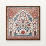 Temple Garden of Divine Bloom Framed Wall Art in Warm Walnut Classic Frame - Premium art for home decor | DrawTools