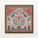 Luxury Temple Garden of Divine Bloom Canvas Print in Warm Walnut Floating Frame - Modern Interior Wall Art | DrawTools