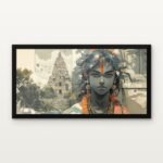 Buy Temple Sentinel Echo of Antiquity Divine Spiritual Canvas Painting Online - Black Classic Glazed Frame | DrawTools