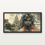 Handcrafted Temple Sentinel Echo of Antiquity Floating Canvas Wall Painting - Ready to Hang Divine Spiritual Art | DrawTools