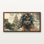 Luxury Temple Sentinel Echo of Antiquity Canvas Print in Warm Walnut Floating Frame - Modern Interior Wall Art | DrawTools
