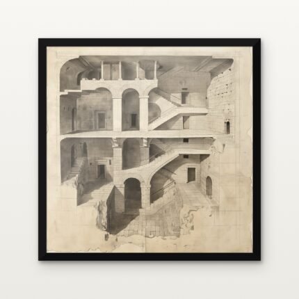 The Forgotten Fortress of Descent in Black Classic Frame with Matt paper & Protective Coating - DrawTools