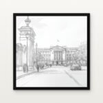 Buy The Grand Approach to Buckingham Palace Pencil Sketch Canvas Painting Online - Black Classic Glazed Frame | DrawTools