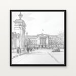 The Grand Approach to Buckingham Palace Black Floating Frame Wall Art - DrawTools