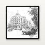 Buy The Royal Boulevard of Westminster Pencil Sketch Canvas Painting Online - Black Classic Glazed Frame | DrawTools