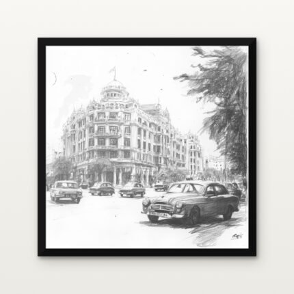 Buy The Royal Boulevard of Westminster Pencil Sketch Canvas Painting Online - Black Classic Glazed Frame | DrawTools