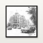 Handcrafted The Royal Boulevard of Westminster Floating Canvas Wall Painting - Ready to Hang Pencil Sketch Art | DrawTools