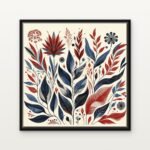 Handcrafted The Scarlet Bloom Ritual Floating Canvas Wall Painting - Ready to Hang Botanical Art | DrawTools