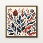 Luxury The Scarlet Bloom Ritual Canvas Print in Warm Walnut Floating Frame - Modern Interior Wall Art | DrawTools
