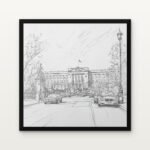 Buy The Sovereign's Gate Arrival at the Palace Pencil Sketch Canvas Painting Online - Black Classic Glazed Frame | DrawTools