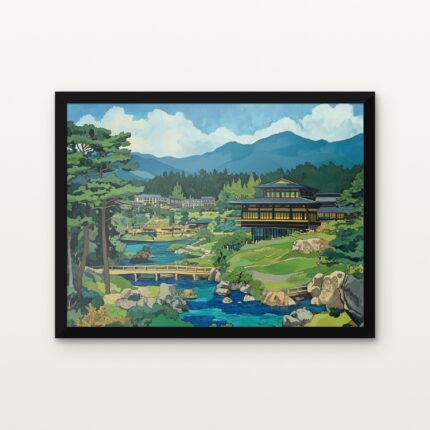Tranquility Beyond the Hills in Black Classic Frame with Matt paper & Protective Coating - DrawTools