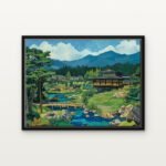 Handcrafted Tranquility Beyond the Hills Floating Canvas Wall Painting - Ready to Hang Botanical Art | DrawTools