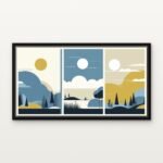 Handcrafted Tranquility in Triptych Floating Canvas Wall Painting - Ready to Hang Minimal Art | DrawTools