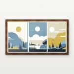 Tranquility in Triptych Framed Wall Art in Warm Walnut Classic Frame - Premium art for home decor | DrawTools