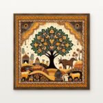 Tree of Abundance in the Golden Realm Brown Floating Frame Wall Art - DrawTools