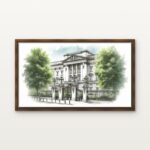 Luxury Twin Thrones of Harmony Canvas Print in Warm Walnut Floating Frame - Modern Interior Wall Art | DrawTools
