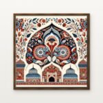 Luxury Twin Trees of Paradise Canvas Print in Warm Walnut Floating Frame - Modern Interior Wall Art | DrawTools