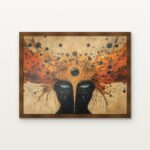 Veil Between Worlds Framed Wall Art in Warm Walnut Classic Frame - Premium abstract art for living room | DrawTools