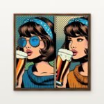 Luxury Vintage Vibe The Sisters of Suds Canvas Print in Warm Walnut Floating Frame - Modern Interior Wall Art | DrawTools
