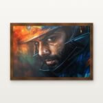 Virat the Inferno Framed Wall Art in Warm Walnut Classic Frame - Premium abstract art for living room | DrawTools