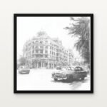 Buy Whispers of Empire Boulevard Historical Buildings Canvas Painting Online - Black Classic Glazed Frame | DrawTools