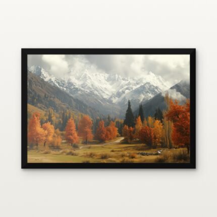 Whispers of the Autumn Peaks in Black Classic Frame with Matt paper & Protective Coating - DrawTools
