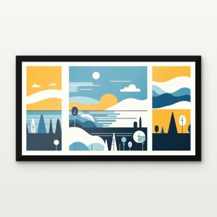 Buy Whispers of the Skylands Minimal Canvas Painting Online - Black Classic Glazed Frame | DrawTools