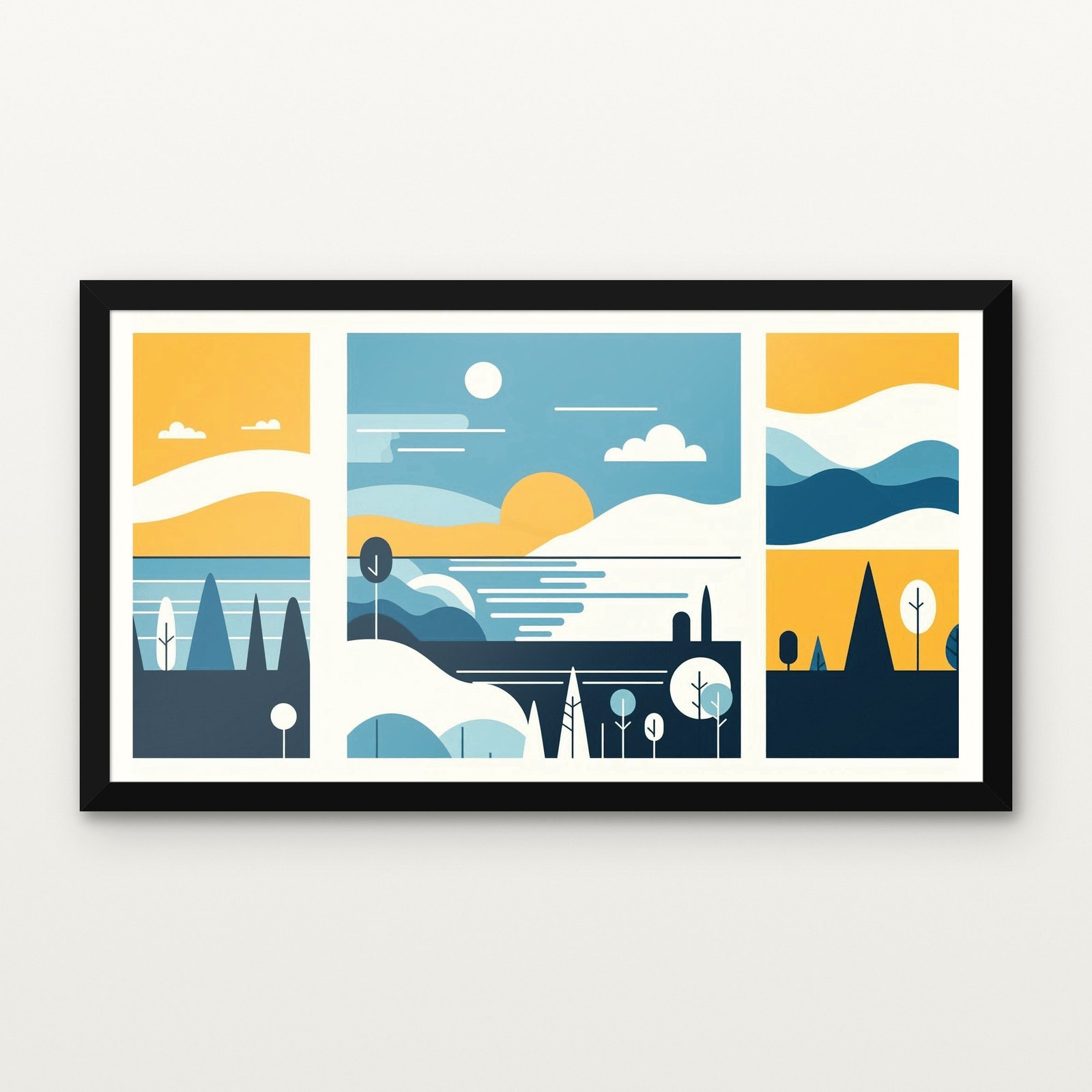 Whispers of the Skylands Minimal Canvas Painting - Black Classic Frame | DrawTools Buy Whispers of the Skylands Minimal Canvas Painting Online - Black Classic Glazed Frame | DrawTools