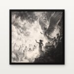 Buy Winged Krishna at Dawn Divine Spiritual Canvas Painting Online - Black Classic Glazed Frame | DrawTools