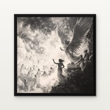 Winged Krishna at Dawn in Black Classic Frame with Matt paper & Protective Coating - DrawTools