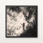 Handcrafted Winged Krishna at Dawn Floating Canvas Wall Painting - Ready to Hang Divine Spiritual Art | DrawTools