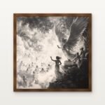 Winged Krishna at Dawn Framed Wall Art in Warm Walnut Classic Frame - Premium art for home decor | DrawTools